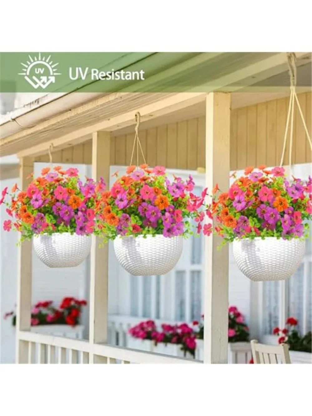 12 Bunch Artificial Flowers Outdoor UV Resistant Faux Silk Plants Garden Decor